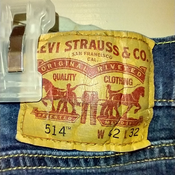 Levis 514 Straight Leg Fit Blue Medium Wash Denim Jeans Men's sz 42x32. - Picture 6 of 8